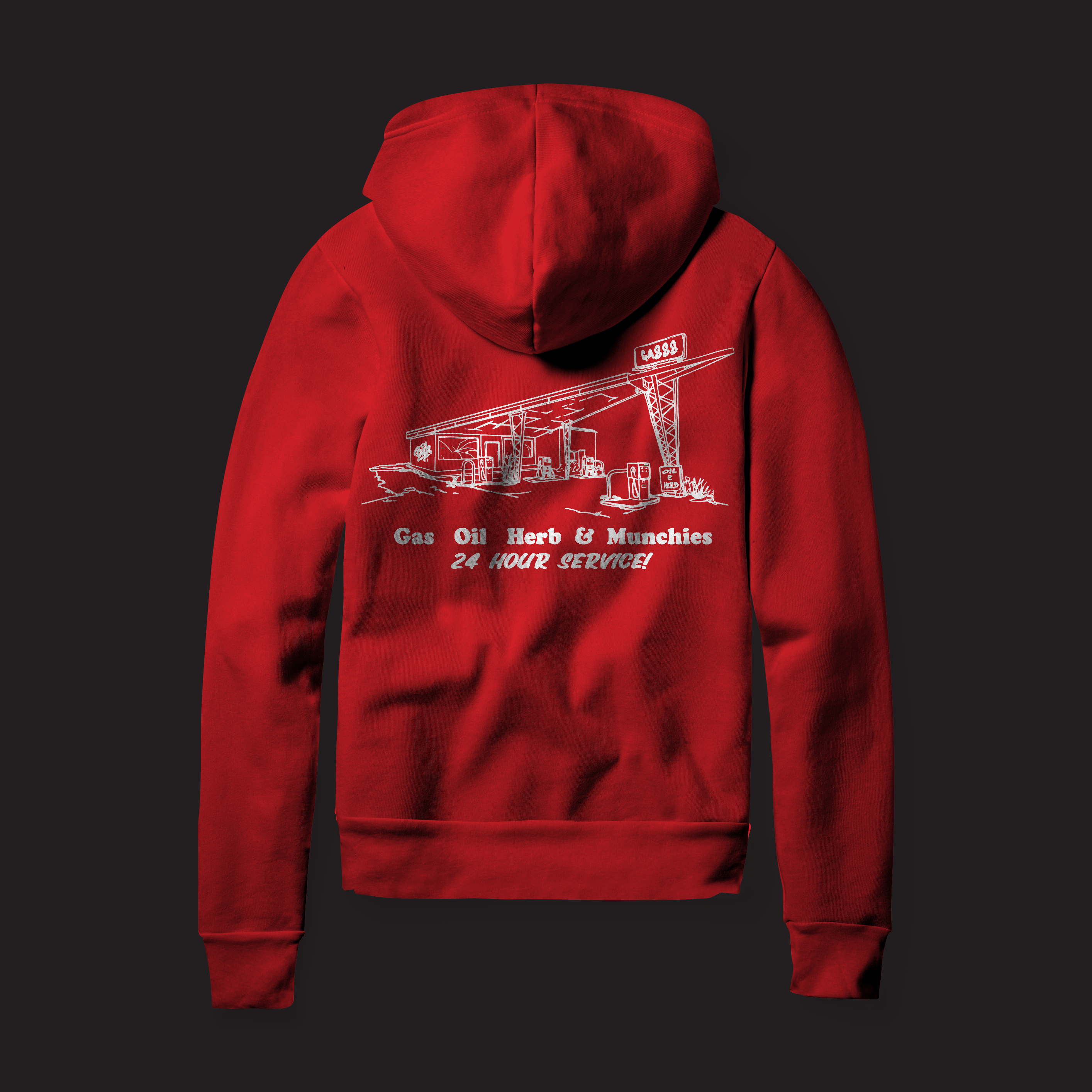 Embroidered Pullover Hoodie - Red