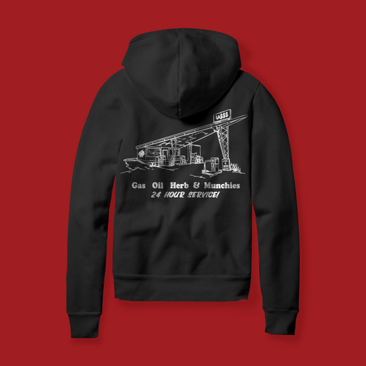 Embroidered Pullover Hoodie - Black