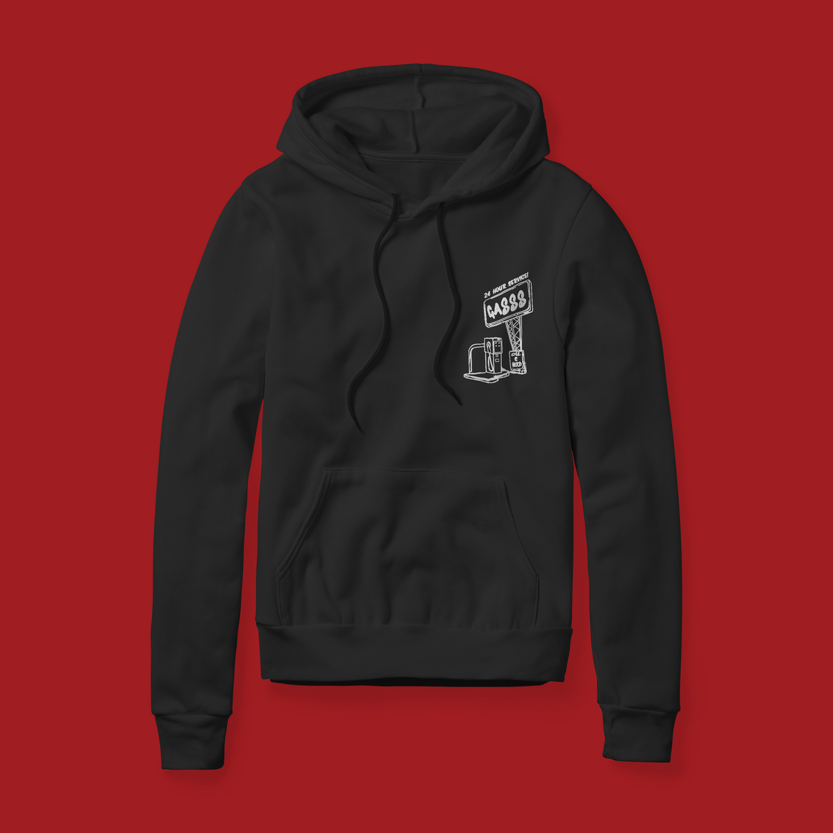 Embroidered Pullover Hoodie - Black